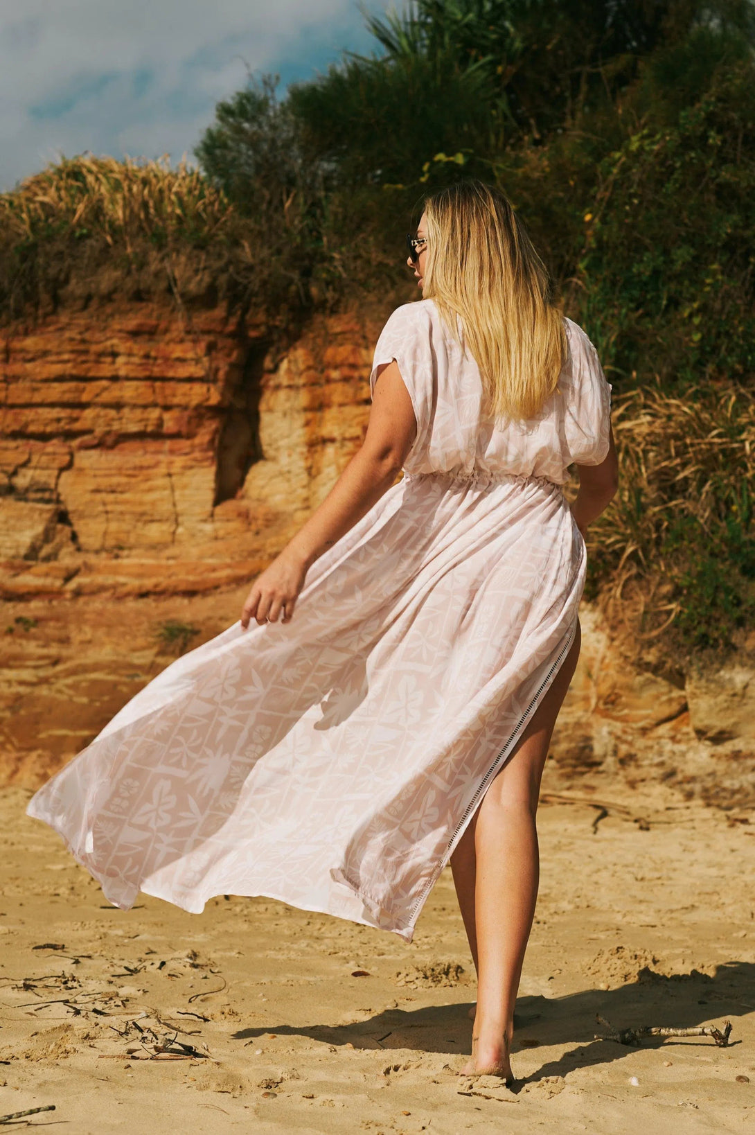 Sustainable Viscose Maxi Kimono - Nude Tiki-Activewear-Exoticathletica