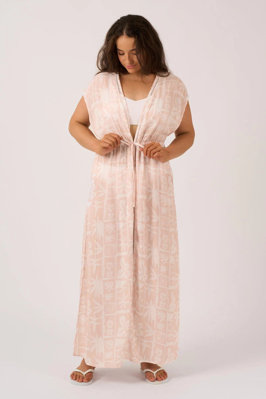 Sustainable Viscose Maxi Kimono - Nude Tiki-Activewear-Exoticathletica