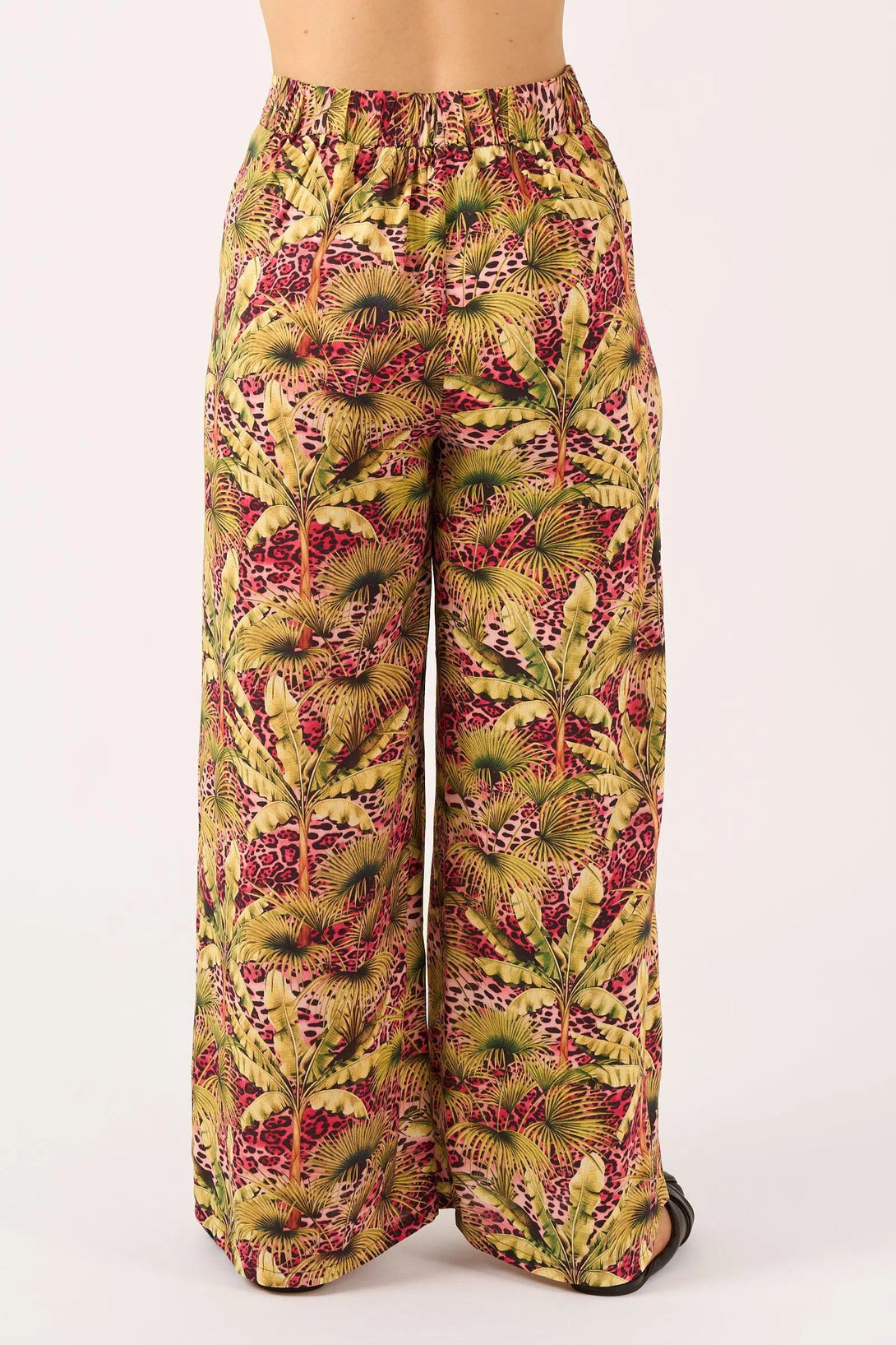 Sustainable Viscose Wide Leg Pant With Pockets - Pink Tropical Leopard-Activewear-Exoticathletica