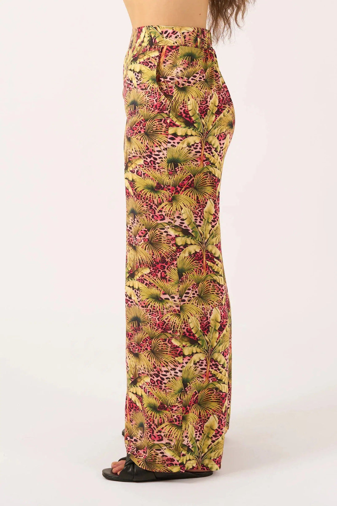 Sustainable Viscose Wide Leg Pant With Pockets - Pink Tropical Leopard-Activewear-Exoticathletica