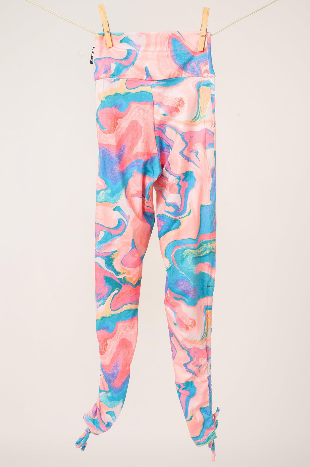 Swirly Slick Rainbow Soft To Touch - Kids Jogger Long Tie Sides W/ Pockets-Activewear-Exoticathletica