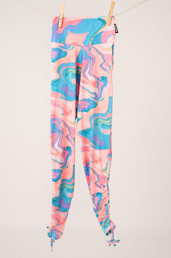 Swirly Slick Rainbow Soft To Touch - Kids Jogger Long Tie Sides W/ Pockets-Activewear-Exoticathletica