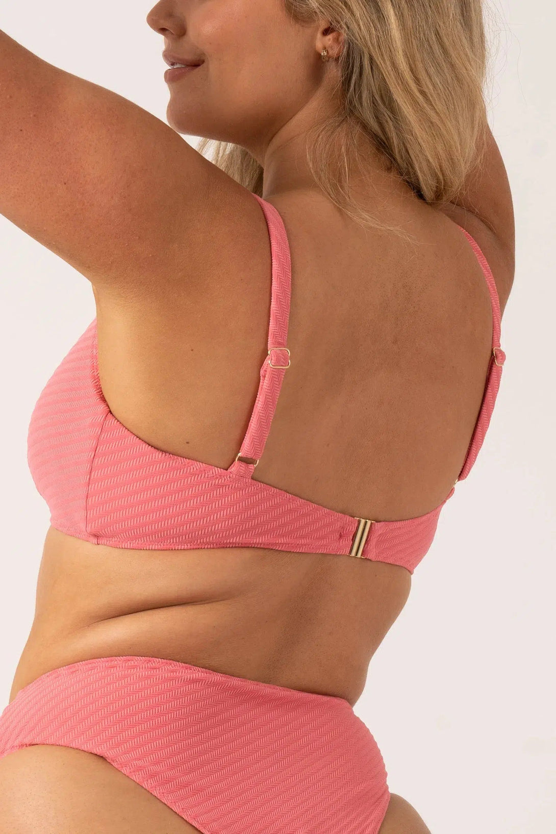 Textured Adjustable Bralette Bikini Top - Bubblegum Pink-Activewear-Exoticathletica