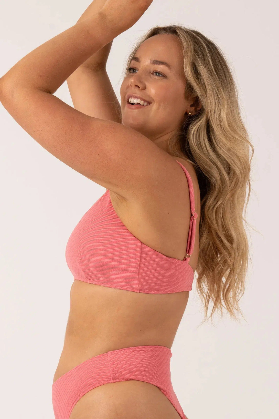 Textured Adjustable Bralette Bikini Top - Bubblegum Pink-Activewear-Exoticathletica