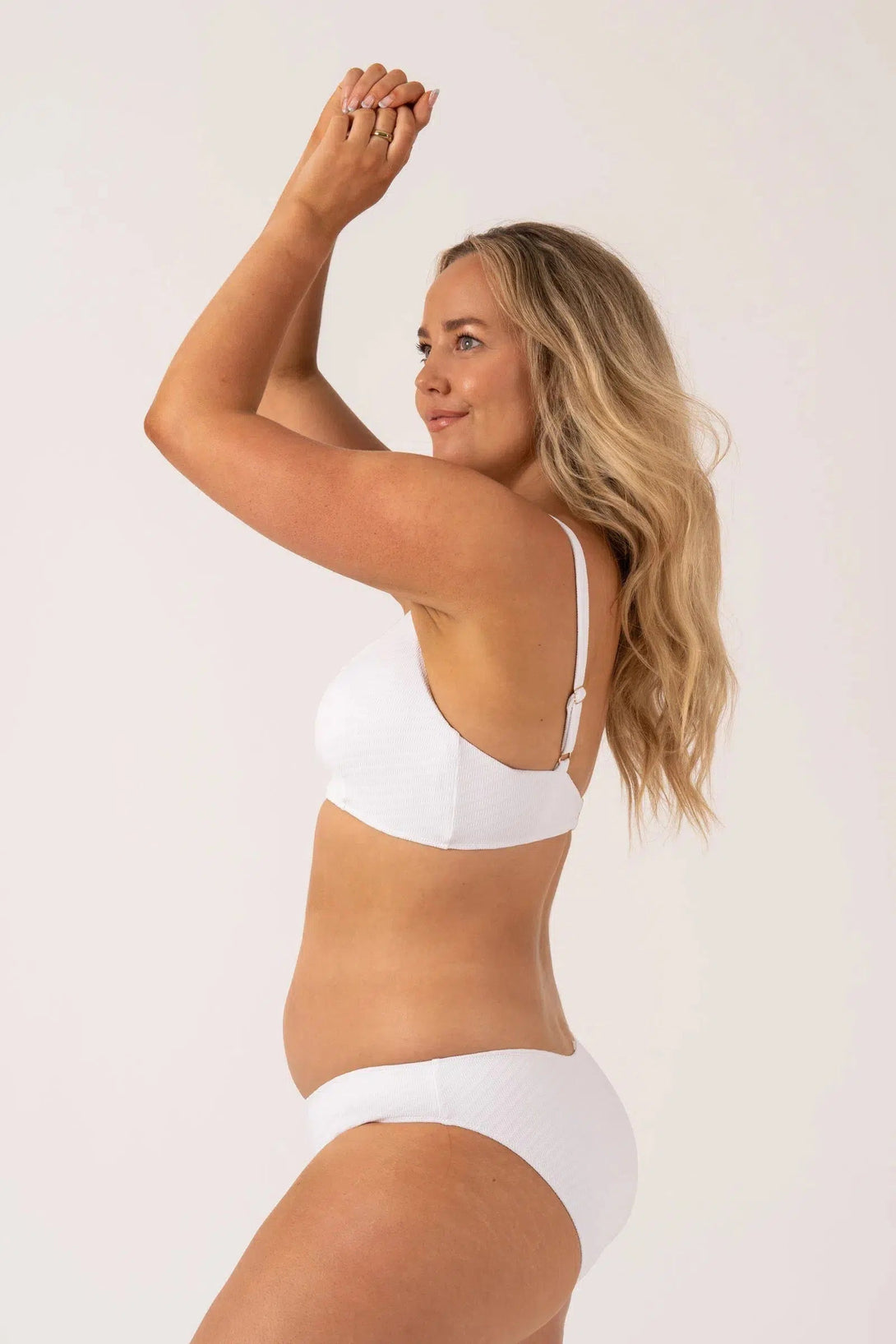 Textured Adjustable Bralette Bikini Top - White-Activewear-Exoticathletica