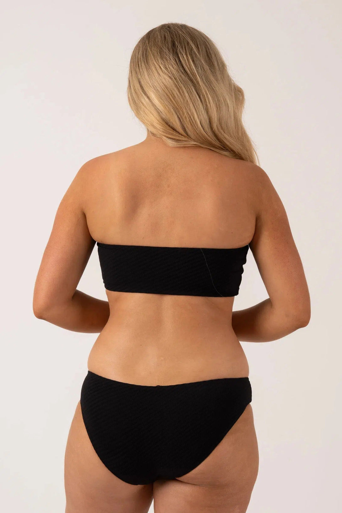 Textured Bandeau Bikini Top - Black-Activewear-Exoticathletica