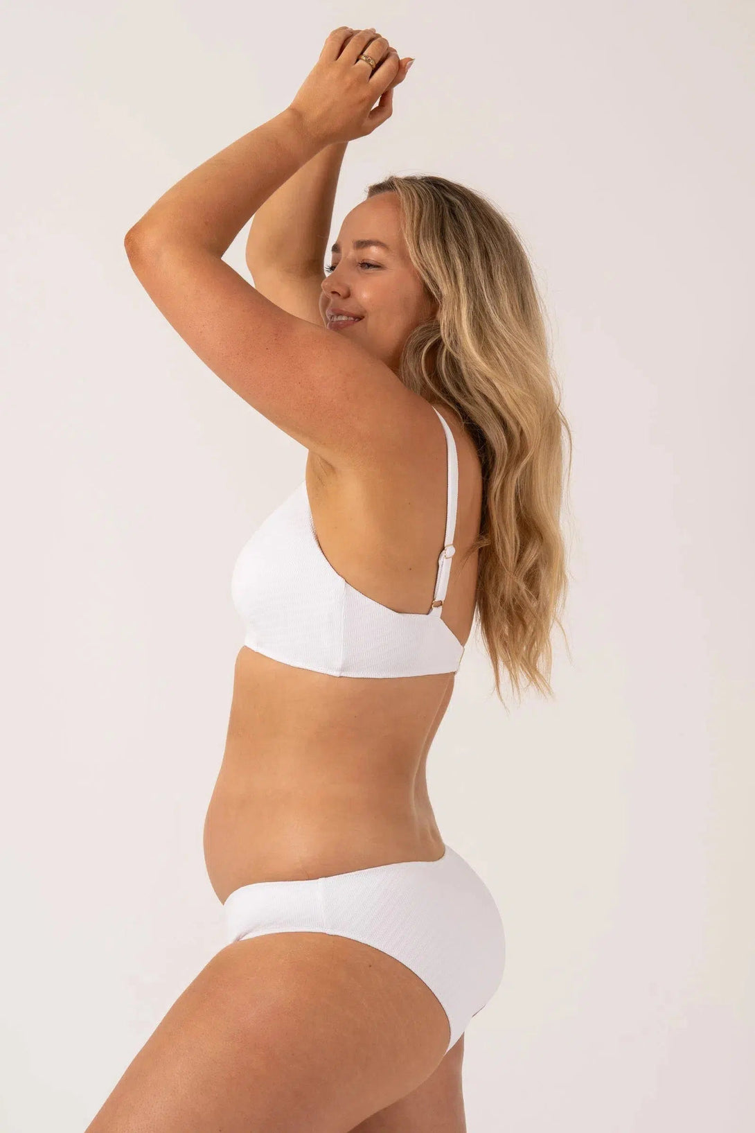 Textured Hipster Bikini Bottom - White-Activewear-Exoticathletica