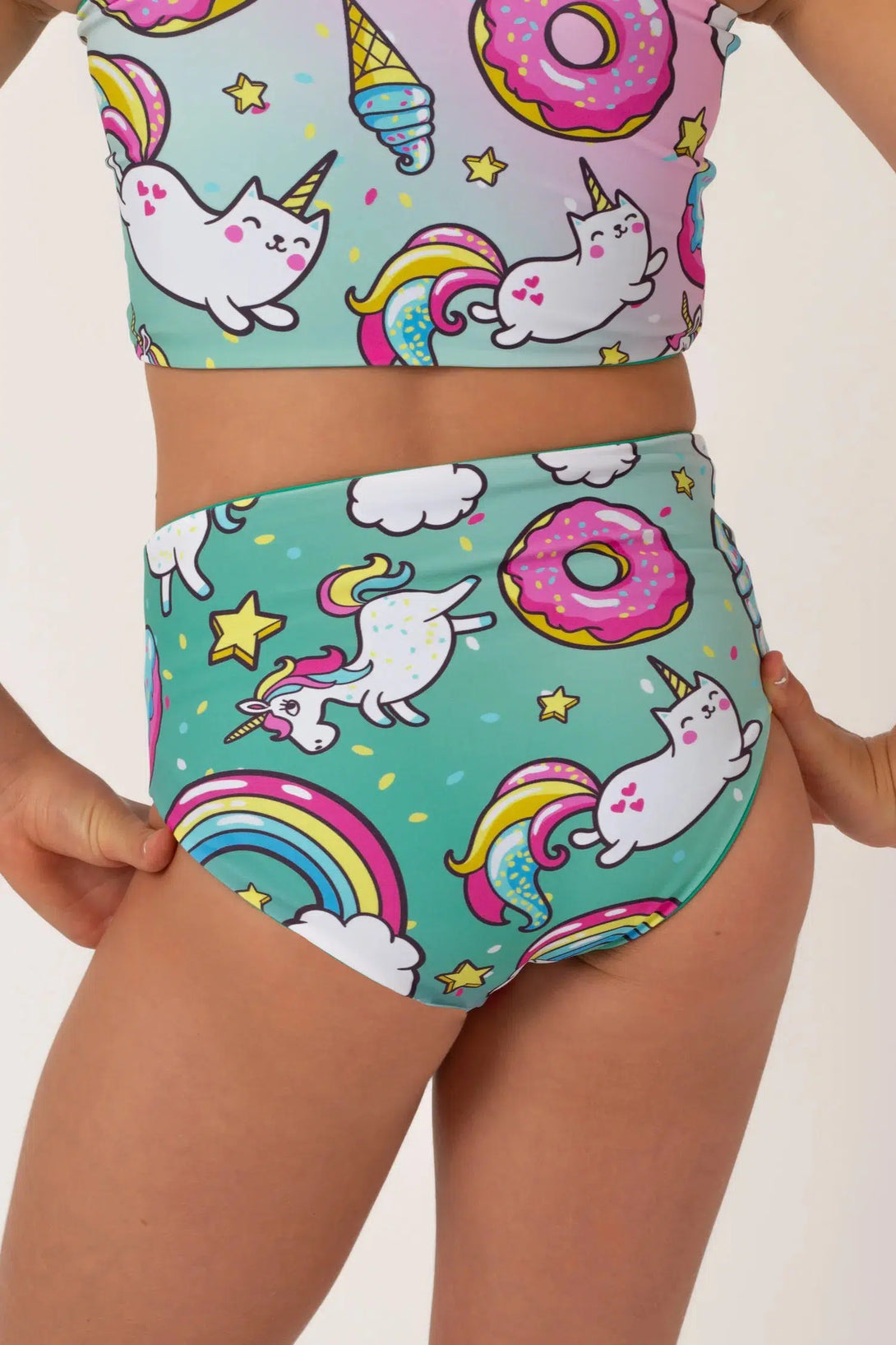 Unicorn Silky - Reversible Kids Bikini Bottom-Activewear-Exoticathletica