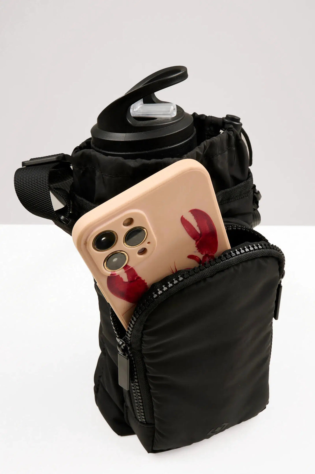 Water Bottle & Phone Holder Bag - Black-Activewear-Exoticathletica