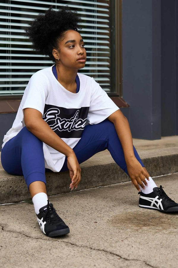 White Bball Mesh - Exotica Boyfriend Tee-Activewear-Exoticathletica