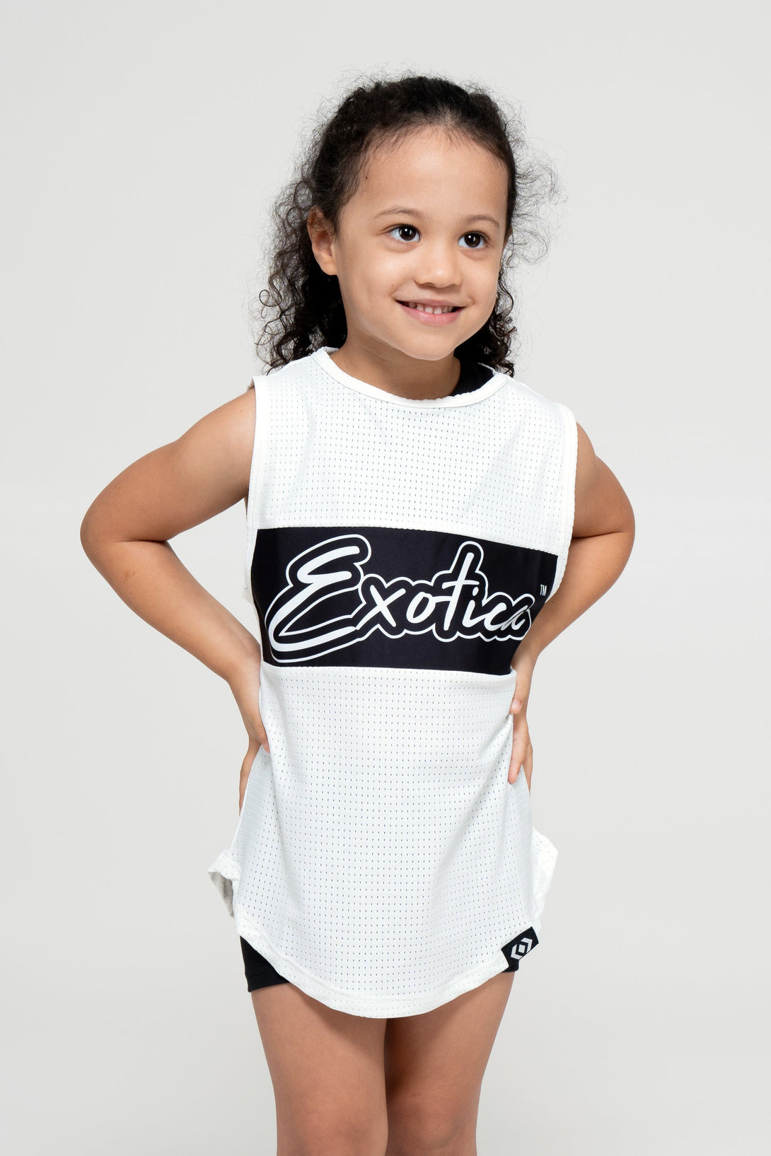 White Bball Mesh - Kids Sleeveless Exotica Boyfriend Tee-Activewear-Exoticathletica