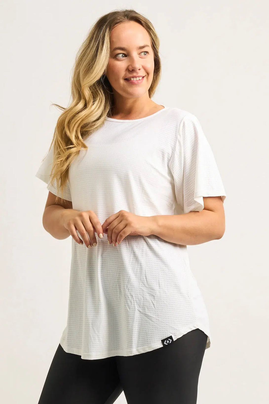 White Bball Mesh - Plain Boyfriend Tee-9358328344070-Activewear-Exoticathletica