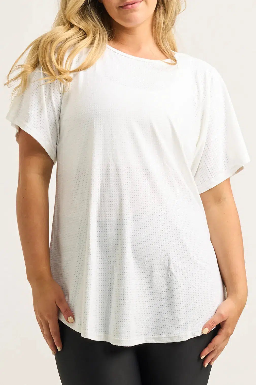 White Bball Mesh - Plain Boyfriend Tee-Activewear-Exoticathletica