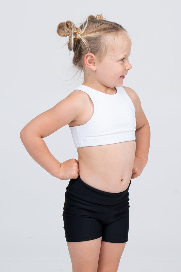 White Body Contouring - Kids Crop Top-Activewear-Exoticathletica