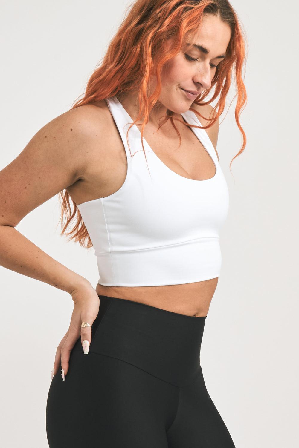White Body Contouring - T Back Comfort Crop Top-Activewear-Exoticathletica