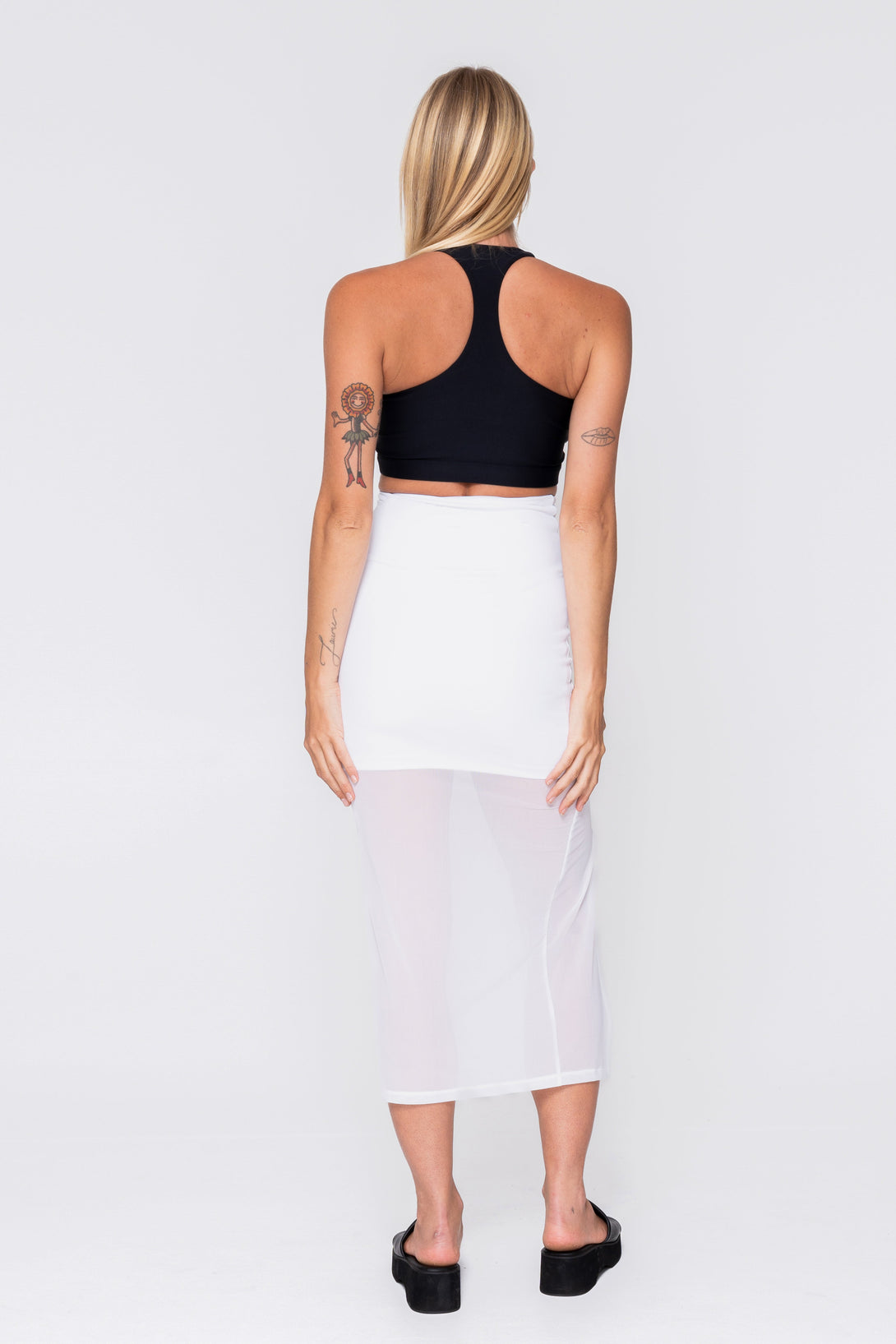 White Net - Midi Skirt W/ Side Split-Activewear-Exoticathletica