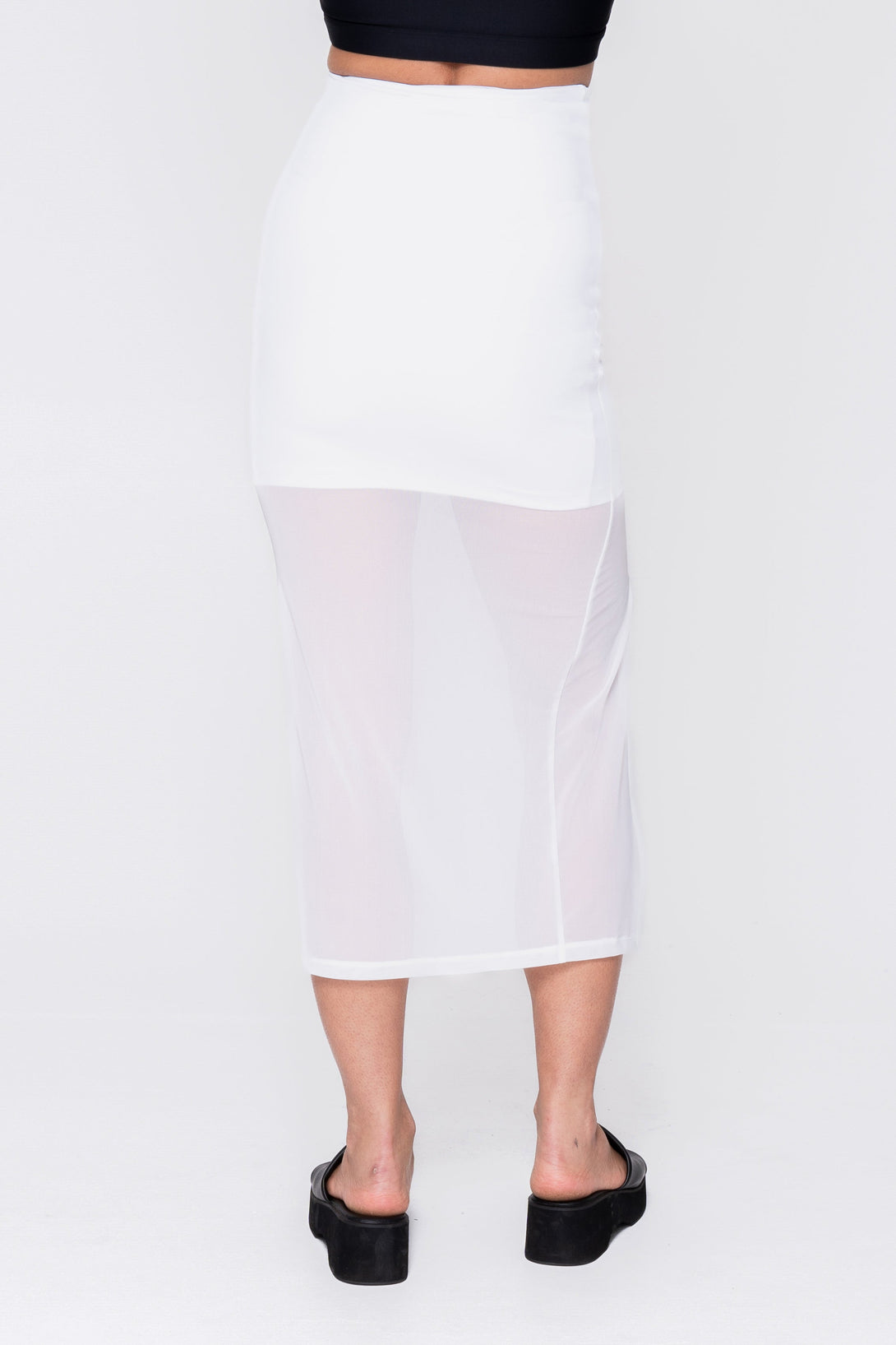 White Net - Midi Skirt W/ Side Split-Activewear-Exoticathletica