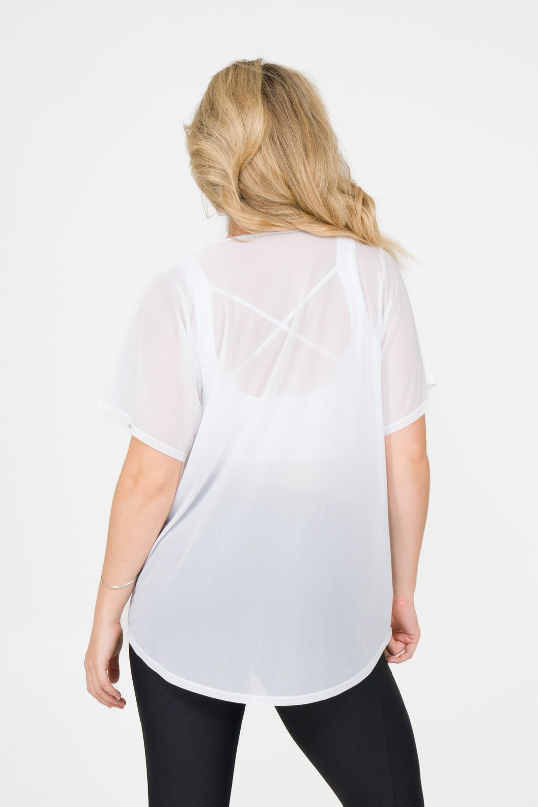 White Net - Plain Boyfriend Tee-Activewear-Exoticathletica