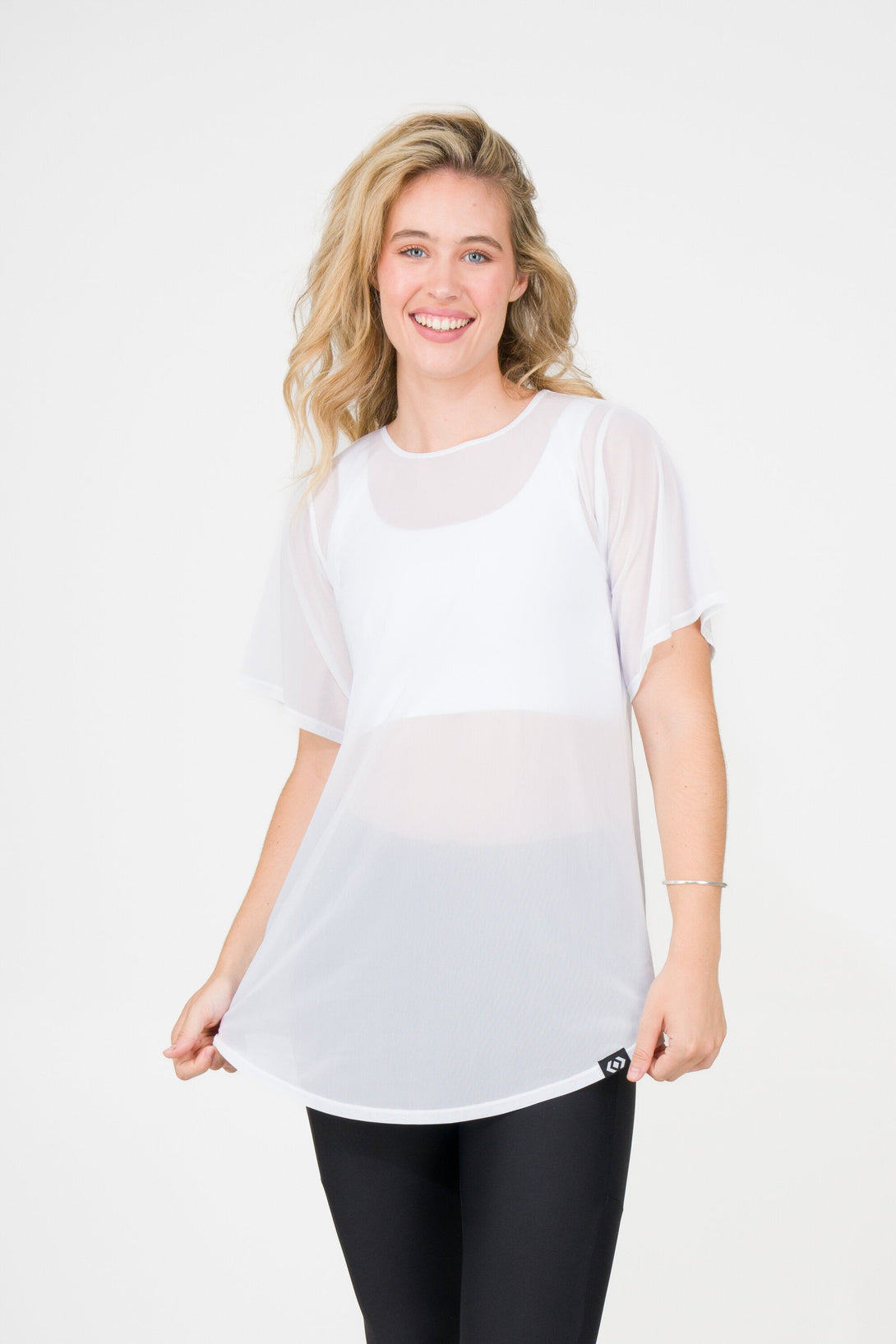 White Net - Plain Boyfriend Tee-Activewear-Exoticathletica