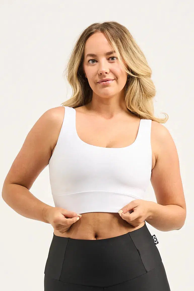 White Performance - Scoop Neck Comfort Crop Top-72967507-Activewear-Exoticathletica