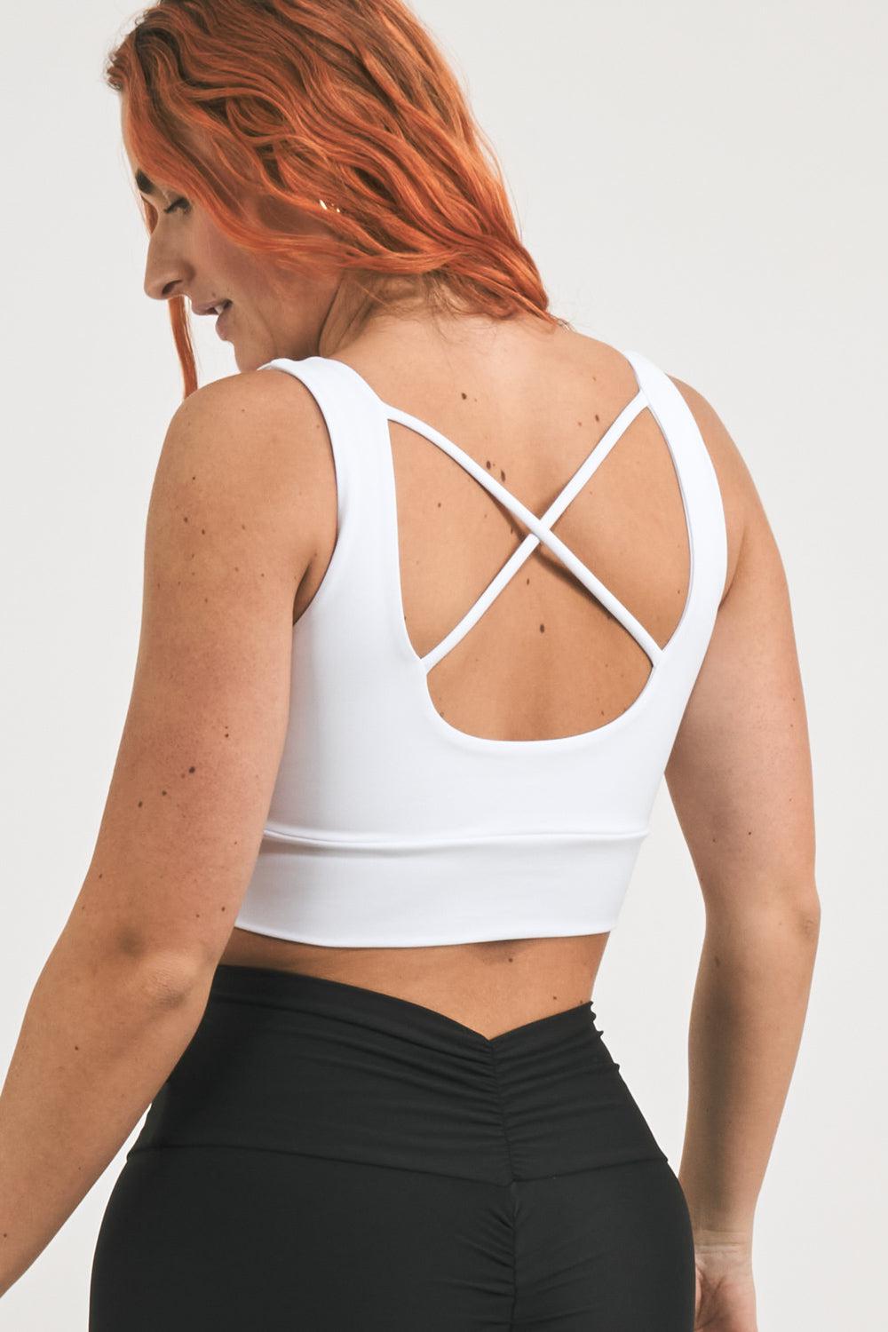 White Performance - Scoop Neck Comfort Crop Top-Activewear-Exoticathletica