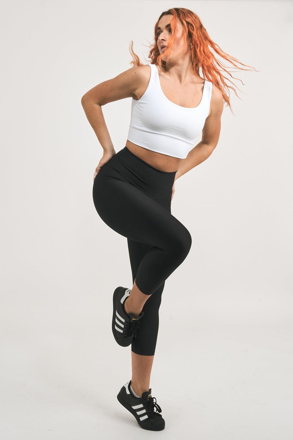 White Performance - Scoop Neck Comfort Crop Top-Activewear-Exoticathletica