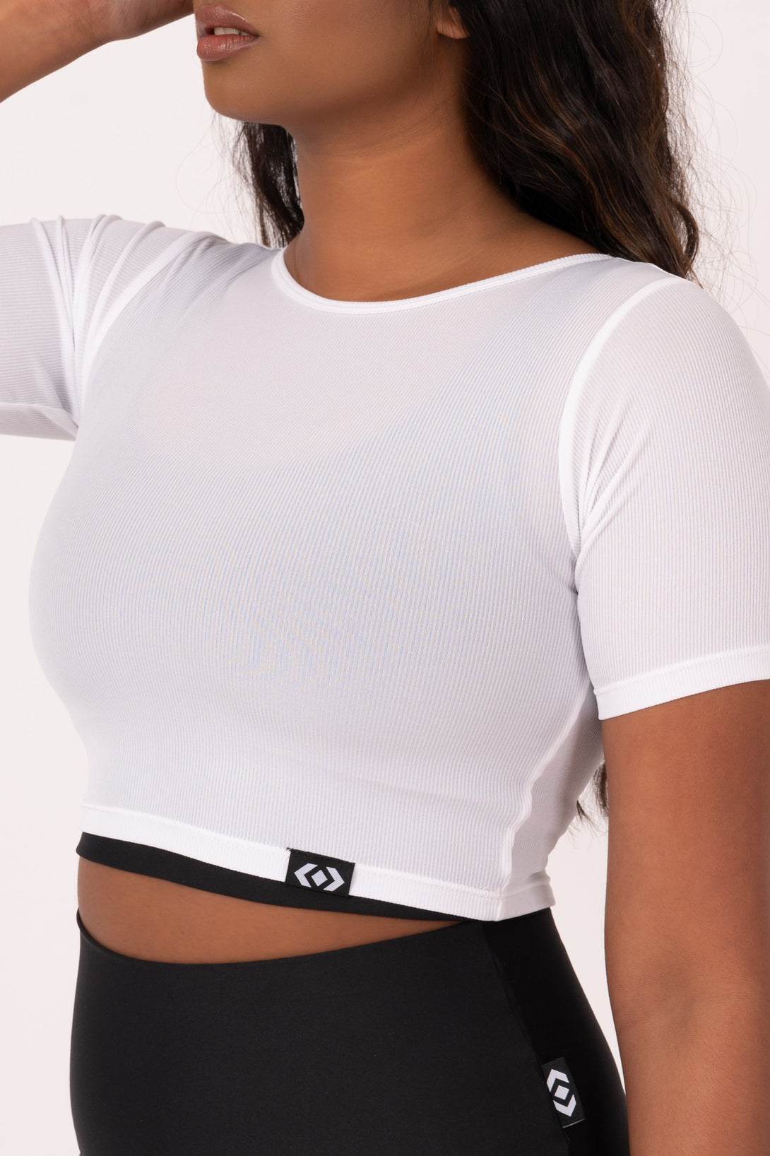 White Rib Knit - Fitted Cropped Tee-Activewear-Exoticathletica