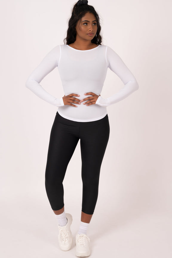 White | Full Length Long Sleeve Tee | Casual Tee – Exoticathletica