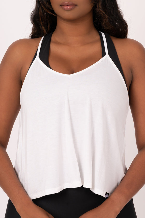 White Slinky To Touch - Cropped Singlet-Activewear-Exoticathletica