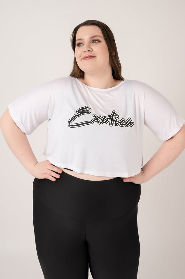 White Slinky To Touch - Exotica Cropped Tee-Activewear-Exoticathletica