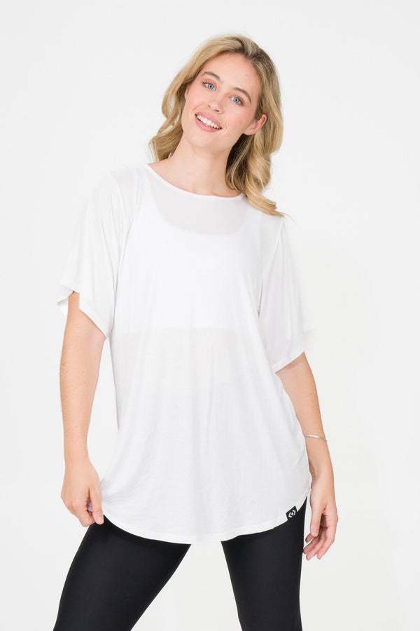 White Slinky To Touch - Plain Boyfriend Tee-Activewear-Exoticathletica